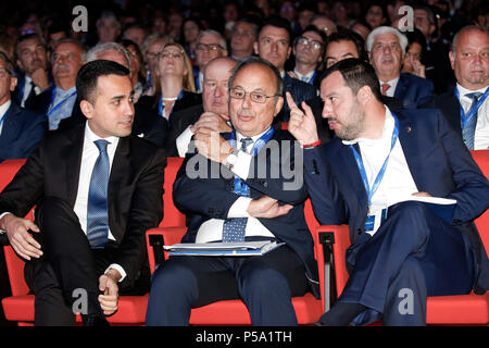 Luigi Di Maio, Cesare Fumagalli e Matteo Salvini Roma 26/06/2018. Assemblea Annuale di Confartigianato 2018 Rom, 26. Juni 2018. Jahresversammlung der Confartigianato. Foto Samantha Zucchi Insidefoto Stockfoto