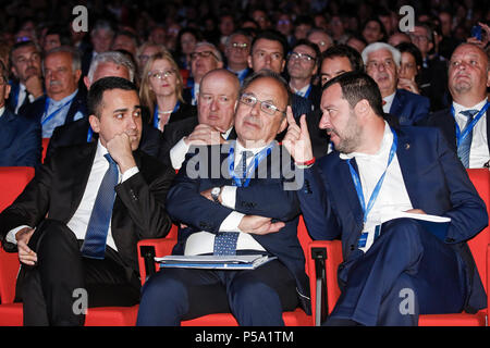 Luigi Di Maio, Cesare Fumagalli e Matteo Salvini Roma 26/06/2018. Assemblea Annuale di Confartigianato 2018 Rom, 26. Juni 2018. Jahresversammlung der Confartigianato. Foto Samantha Zucchi Insidefoto Stockfoto