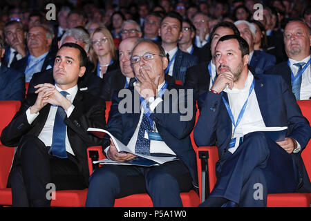 Luigi Di Maio, Cesare Fumagalli e Matteo Salvini Roma 26/06/2018. Assemblea Annuale di Confartigianato 2018 Rom, 26. Juni 2018. Jahresversammlung der Confartigianato. Foto Samantha Zucchi Insidefoto Stockfoto