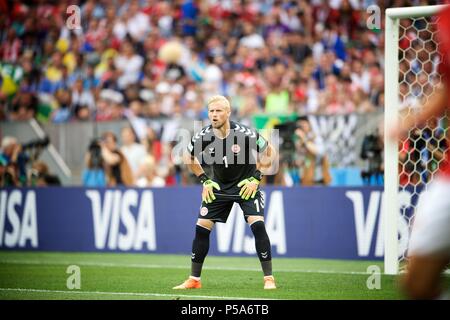 Jun 14th, 2018, Moskau, Russland. Kasper Schmeichel während der FIFA WM 2018 Russland Gruppe C Spiel Iran v Spanien Luzhniki Stadion, Moskau. Shoja Lak/Alamy Leben Nachrichten. Stockfoto