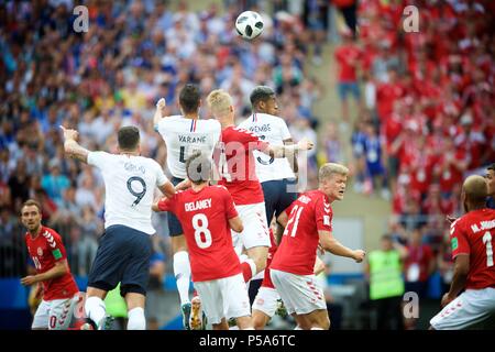 Jun 14th, 2018, Moskau, Russland Aktion während der FIFA WM 2018 Russland Gruppe C Spiel Dänemark v Frankreich Luzhniki Stadion, Moskau. Shoja Lak/Alamy leben Nachrichten Stockfoto