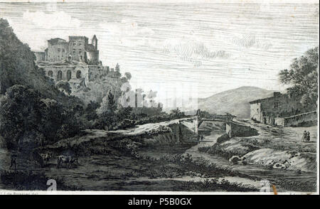 N/A. Français: Le Château et le Village de Châteauneuf près de Rive-de-Gier. 1789. Jean-Jacques de Boissieu 1736-1810 335 CHATEAUNEUF, 01. Stockfoto