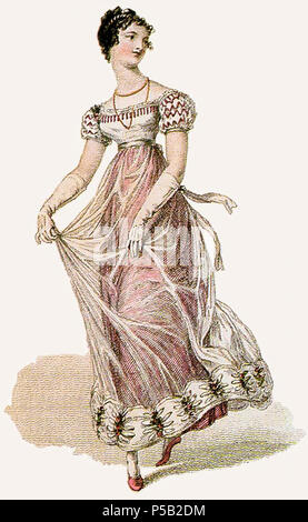 1823 - Ball-Gown - Diaphanous-Overskirt. Stockfoto