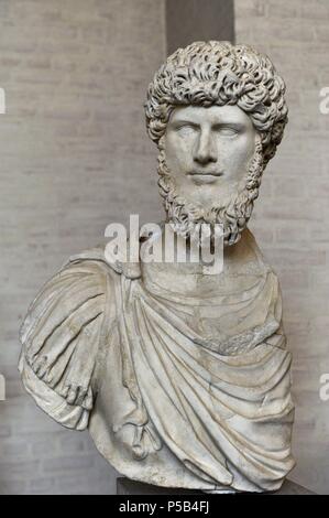 Lucius Verus (130 Ð 169). Römische Kaiser gemeinsam mit Marcus Aurelius von 161 bis zu seinem Tod. Dynastie Antonine. Glyptothek. München. Deutschland. Stockfoto