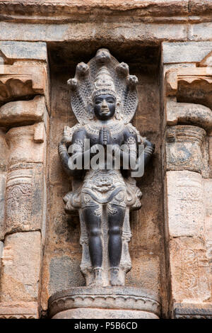 Nagaraja auf der südlichen Seite der agra Airavatesvara mandappa, Tempel, Darasuram, Tamil Nadu, Indien Stockfoto