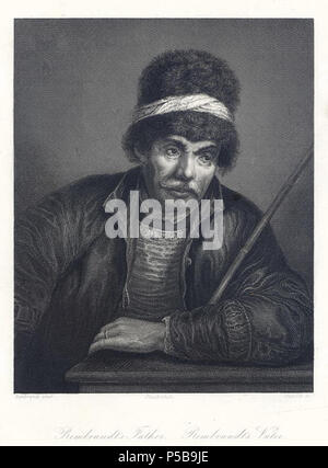 N/A. Deutsch: Der Vater des Malers Rembrandt van Rijn, Stahlstich von Johann Leonhard Appold / einems Grafik des Meisters. 1849. Johann Leonhard Appold (1809-1858) 115 Appold Rembrandts Vater Stockfoto