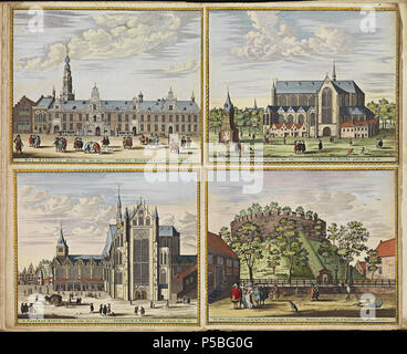 Latina: Theatrum Urbium ichnographicum omnium et oppidorum praecipuorum Belgicarum XVII Provinciarum peraccurate delineatarum. Nederlands: Perfekte aftekeningen der steden van de XVII Nederlandsche Provincien im Platte gronden Français: Le Theater des Plans de toutes les Villes qui sind situéez dans les XVII Provinzen du Pays Bas parfaictement déseignéez. Nederlands: Plaat" pl017 a' (Leiden Stadhuis) uit het Stedenboek van Frederick de Wit. Englisch: Platte "pl017 a' (Leiden Stadhuis) vom Stedenboek (citybook) von Frederick de Wit. . Ca. 1698. N/A 145 Atlas de Wit 1698-pl017 a-Leiden, Stadh Stockfoto