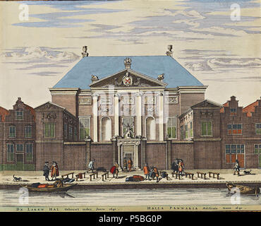 Latina: Theatrum Urbium ichnographicum omnium et oppidorum praecipuorum Belgicarum XVII Provinciarum peraccurate delineatarum. Nederlands: Perfekte aftekeningen der steden van de XVII Nederlandsche Provincien im Platte gronden Français: Le Theater des Plans de toutes les Villes qui sind situéez dans les XVII Provinzen du Pays Bas parfaictement déseignéez. Nederlands: Lakenhal van Leiden uit het Stedenboek van Frederick de Wit. . Ca. 1698. Frederik de Wit (1630 - 1706) Alternative Namen Frederic, Frederik, Frederico, Fredericus; De Witt, De Widt. Beschreibung holländischen Kartographen und Pr Stockfoto