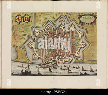 Latina: Theatrum Urbium ichnographicum omnium et oppidorum praecipuorum Belgicarum XVII Provinciarum peraccurate delineatarum. Nederlands: Perfekte aftekeningen der steden van de XVII Nederlandsche Provincien im Platte gronden Français: Le Theater des Plans de toutes les Villes qui sind situéez dans les XVII Provinzen du Pays Bas parfaictement déseignéez. Nederlands: Plaat "PL023" (Gorkum) uit het Stedenboek van Frederick de Wit. Englisch: Platte "PL023" (Gorkum) vom Stedenboek (citybook) von Frederick de Wit. . Ca. 1698. N/A 145 Atlas de Wit 1698-pl 023-Gorkum-KB PPN 145205088 Stockfoto