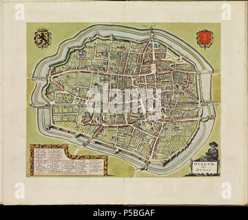 Latina: Theatrum Urbium ichnographicum omnium et oppidorum praecipuorum Belgicarum XVII Provinciarum peraccurate delineatarum. Nederlands: Perfekte aftekeningen der steden van de XVII Nederlandsche Provincien im Platte gronden Français: Le Theater des Plans de toutes les Villes qui sind situéez dans les XVII Provinzen du Pays Bas parfaictement déseignéez. Nederlands: Plaat "PL099" (Douai) uit het Stedenboek van Frederick de Wit. Englisch: Platte "PL099" (Douai) vom Stedenboek (citybook) von Frederick de Wit. . Ca. 1698. N/A 145 Atlas de Wit 1698-pl099-Douai-KB PPN 145205088 Stockfoto