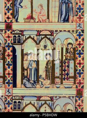 MS. B. R. 20-CANTIGA STA MARIA-F-EXORCISMO. Autor: Alfons X. von Kastilien, der Weise (1221-1284). Lage: COLECCIÓN Biblioteca Nacional, Florenz, Italien. Stockfoto