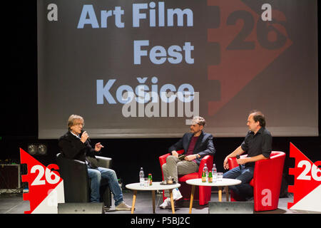 Slowakische Sängerin Miroslav Zbirka sprechen bei Art Film Fest, Kosice, Slowakei Stockfoto