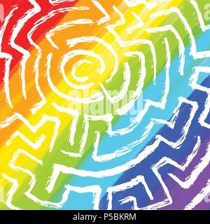 Labyrinth Zeichen auf farbigen Hintergrund. Hand vektor design gezeichnet. Stock Vektor