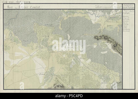 N/A. Englisch: Arad County, 1782-85. Josephinische Landesaufnahme s. 25-28 Român: Harta Iosefin eine Comitatului Arad, 1782-85. Josephinische Landesaufnahme s. 25-28. zwischen 1782 und 1785. Historische Militärkarte der österreichisch-ungarischen Monarchie 116 Arad Josephinische Landesaufnahme pg 25.-28. Stockfoto