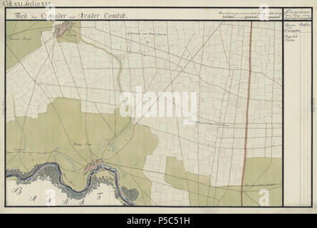 N/A. Englisch: Arad County, 1782-85. Josephinische Landesaufnahme s. 21-30 Român: Harta Iosefin eine Comitatului Arad, 1782-85. Josephinische Landesaufnahme s. 21-30. zwischen 1782 und 1785. Historische Militärkarte der österreichisch-ungarischen Monarchie 116 Arad Josephinische Landesaufnahme pg 21-30 Stockfoto