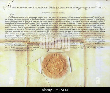 N/A. Englisch: Katharina II." Um für die Eröffnung Konsulat in Salonica, 31. März 1773. 31. März 1773. Katharina II. von Russland 282 Katharina II. von Russland um Salonica Konsulat, 31. März 1773 Stockfoto