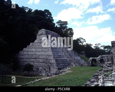 TEMPLO DE LAS INSCRIPCIONES. Lage: Tempel der Inschriften, Palenque, CIUDAD DE MEXICO. Stockfoto