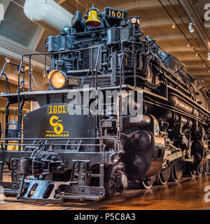 DEARBORN, MI/USA - 16. JUNI 2018: Eine 1941 Chesapeake and Ohio Railway Allegheny Lokomotive in der treibenden Amerika Ausstellung im Henry Ford (THF). Stockfoto