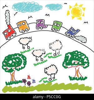 Kinder zeichnen Stock Vektor