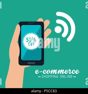 Electronic Commerce mit Smartphone Stock Vektor