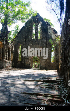 Ruinen einer britischen Kirche, Ross Insel, Andaman und Nicobar Inseln, Indien Stockfoto