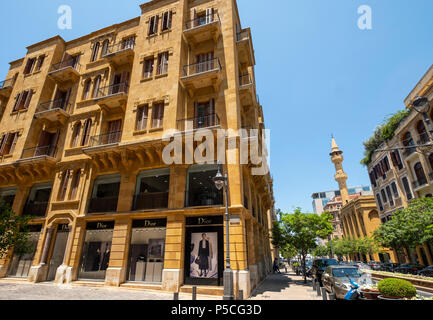 Historische koloniale Architektur der Gebäude in der Innenstadt von Beirut, Libanon Stockfoto