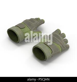 Taktische militärische Kurze finger Handschuhe, Detail der Teil der US-Soldat uniform. Auf weiß isoliert. 3D-Darstellung Stockfoto