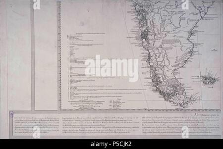 Las MEJORES DEL MAPA GEOGRAFICO DE AMERICA MERIDIONALE - 1755. Thema: CRUZ CANO Y OLMEDILLA JUAN/RICARTE HIPOLITO. Lage: Biblioteca Nacional - COLECCION, MADRID, SPANIEN. Stockfoto