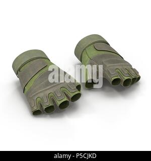 Taktische militärische Kurze finger Handschuhe, Detail der Teil der US-Soldat uniform. Auf weiß isoliert. 3D-Darstellung Stockfoto