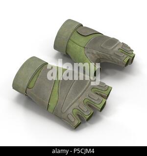 Taktische militärische Kurze finger Handschuhe, Detail der Teil der US-Soldat uniform. Auf weiß isoliert. 3D-Darstellung Stockfoto