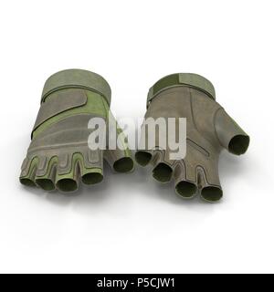 Taktische militärische Kurze finger Handschuhe, Detail der Teil der US-Soldat uniform. Auf weiß isoliert. 3D-Darstellung Stockfoto