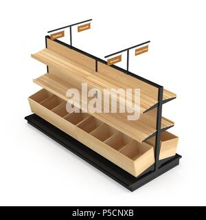 Bäckerei Lattenrost Regal Befestigung auf Weiß. 3D-Darstellung Stockfoto