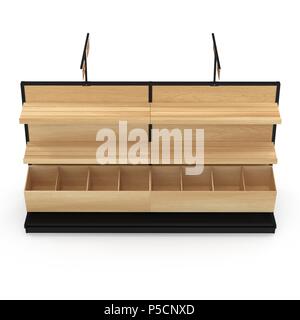 Bäckerei Lattenrost Regal Befestigung auf Weiß. 3D-Darstellung Stockfoto