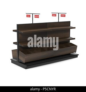 Bäckerei Lattenrost Regal Befestigung auf Weiß. 3D-Darstellung Stockfoto