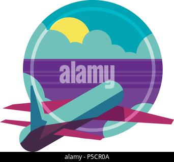 Rund um die Welt reisen mit dem Flugzeug, Flugzeug Reise in verschiedene Länder, Vector Illustration Konzept. Stock Vektor