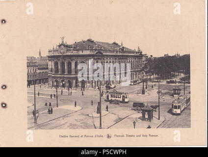 113 Antuérpia, Bélgica, Inicio tun Sec. XX, Théâtre Flamand et Avenue d'Italie, Arquivo de Villa Maria, Angra do Delgada, Azoren. Stockfoto