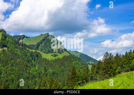 Berglandschaft in den Schweizer Alpen in der Nähe von Urnäsch und Schwägalp, Kanton Appenzell Ausserrhoden, Schweiz. Stockfoto