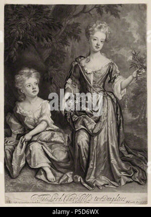 Durch und durch John Smith, nach Sir Godfrey Kneller, Bt, Mezzotint, 1688 (1688) 384 Gräfin von Sunderland und der Herzogin von Marlborough und von John Smith, nach Sir Godfrey Kneller, Bt veröffentlicht Stockfoto