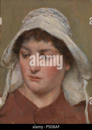 N/A. Englisch: junge Frau in einer Motorhaube, Öl auf Leinwand, 20,3 x 15,2 cm (8 x 6). Edwin Harris (1855-1906) 495 Edwin Harris 00 a Stockfoto
