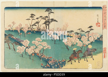 N/A. Englisch: cherry-blossom an Asuka Hill (asukayama Hanami). Aus der Serie "Berühmte Orte in Edo (Kôto Meisho)". Holzschnitt. 250 x 370 mm c. 1830 - 1844. Zwischen 1830 und 1843. Utagawa Hiroshige,; Kihei, Sanoya 337 Cherry-Blossom an Asuka Hill (asukayama Hanami) Stockfoto