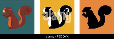 Eichhörnchen Farbe Variation Stock Vektor