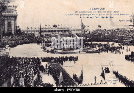 28 1830 1905, 75º aniversário da independência Belga, 1, Arquivo de Villa Maria, Angra do Delgada, Azoren. Stockfoto