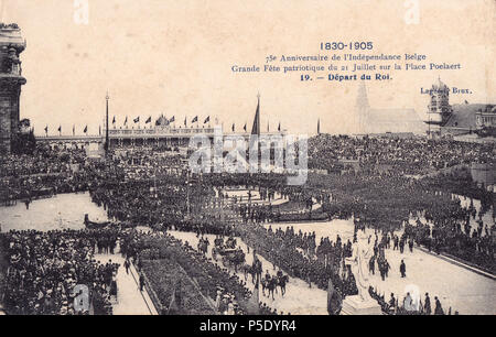 28 1830 1905, 75º aniversário da independência Belga, 19, Arquivo de Villa Maria, Angra do Delgada, Azoren. Stockfoto