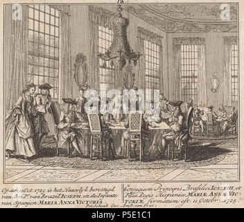 N/A. Englisch: in Staten van Holland en West-Friesland. 1727. Pieter Schank 471 Zeichnung der Ehe der zukünftige König Joseph I. von Portugal und Mariana Victoria von Spanien 1727 Stockfoto