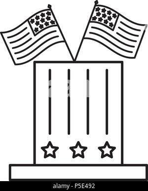 Hut mit amerikanischen Fahnen Patriotismus Vektor-illustration dünne Linie Stock Vektor