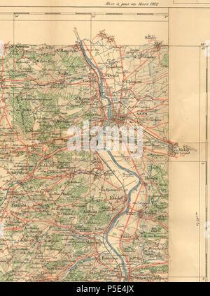 N/A. Français: Détail de La Feuille XVIII-16 (Sens) de la Carte de France Au 100.000 e, dressée sur Ordre du Ministère de l'Intérieur - tirage de 1912 - Sens (Yonne) und Ses alentours. 29. März 1912. un fonctionnaire anonyme 279 Carte-FR-89-Sens--1912-A 01. Stockfoto