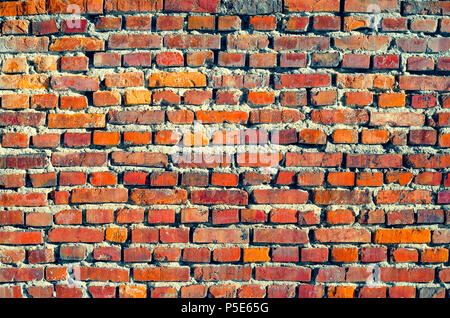 Alte Mauer Textur. Hintergrund der Roten alten Vintage Mauer. Mauerwerk Textur Stockfoto