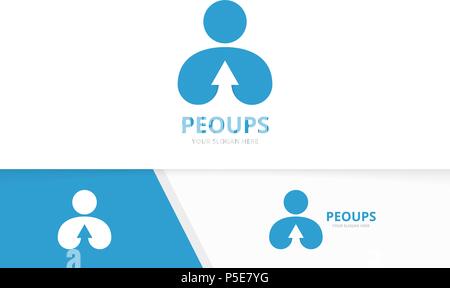 Vektor Mann und Pfeil auf Logo Kombination. Menschen und Wachstum Symbol oder Icon. Einzigartige menschliche und upload Logo Design Template. Stock Vektor