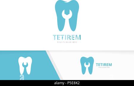 Vektor Zahn und Reparatur logo Kombination. Zahnmedizinische und Fix-Symbol oder das Symbol. Einzigartige Zahnarzt und service Logo Design Template. Stock Vektor