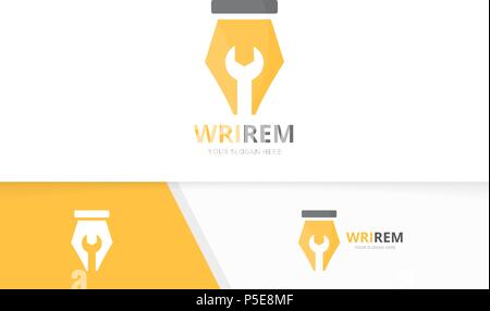 Vektor pen und Reparatur logo Kombination. Schreiben und korrigieren Symbol oder Icon. Einzigartige Gesetz und service Logo Design Template. Stock Vektor